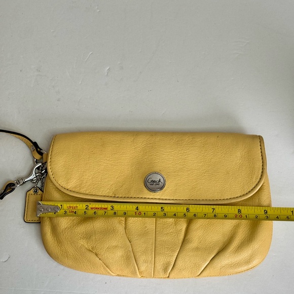 Coach Yellow Leather Large Wristlet Clutch - Picture 2 of 10